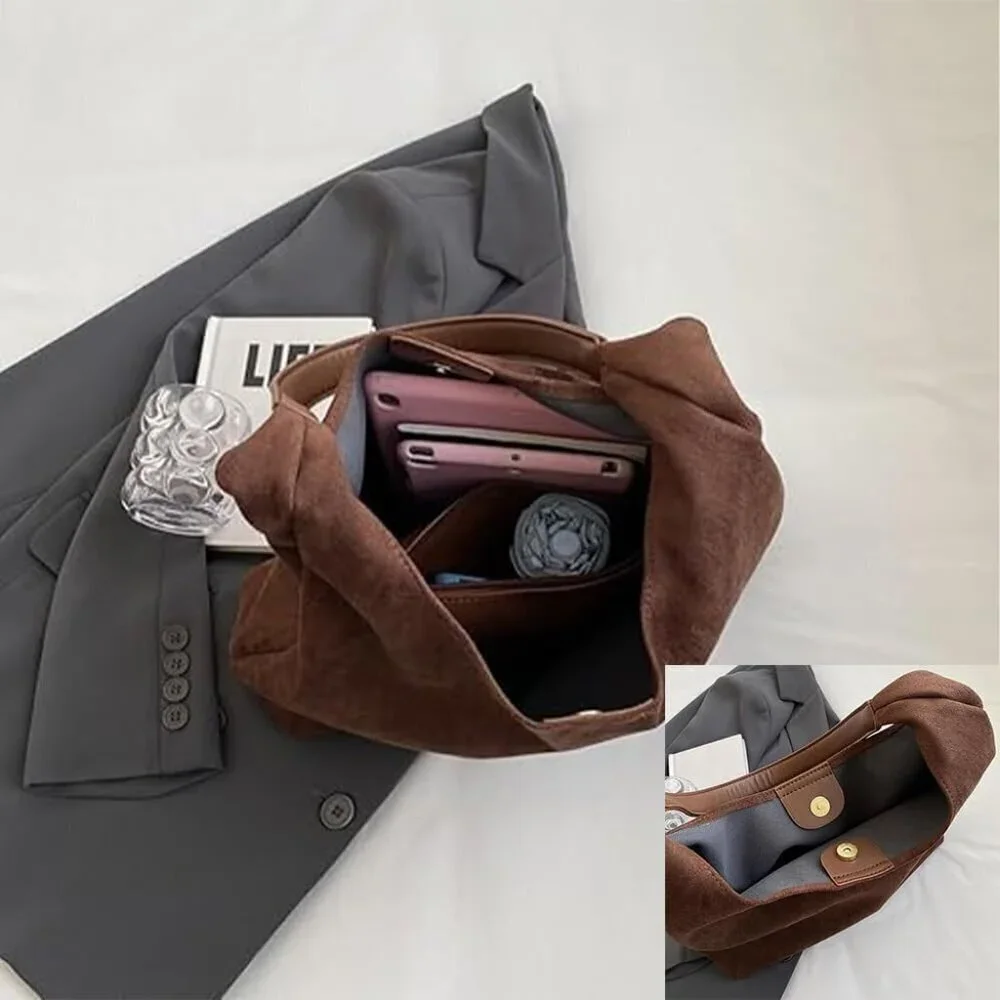 Suede Bag Women Brown Tote Hobo Purse Casual Travel Work Shoulder Bag